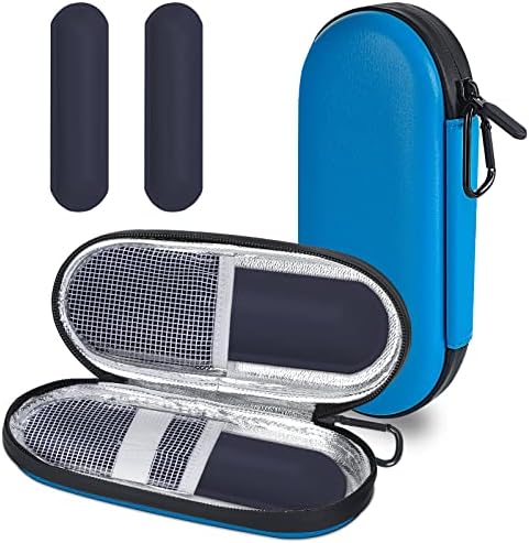 MOSLA Insulin Cooler Travel Case for Diabetic Organize Medication Insulated Cooling Bag with 2 Ice Packs for Insulin Pens and Other Diabetic Supplies(Blue)