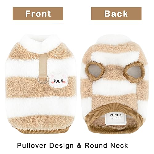 Zunea Fuzzy Fleece Dog Jumper for Small Dogs Cat Winter Sweater Coat with D-Ring Soft Warm Pullover Jacket Coat Puppy Vest Clothes Cold Weather Pet Girl Boy Chihuahua Yorkie Apparel Brown M - Image 3