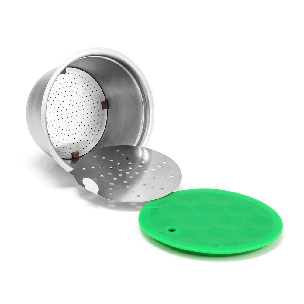 Cápsula reutilizable de metal de acero inoxidable compatible con máquina de café, filtro Dolci recargable