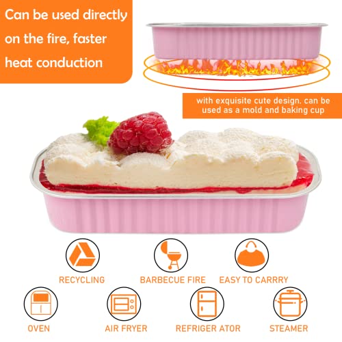 Mini Cake Pans With Lids,6.8 Oz Mini Loaf Pans With Lids Aluminum Foil Mini Loaf Baking Pans 50Pcs Disposable Bread Pan Aluminum Foil Long Baking Cupcake Liners For Cake Bakery Wedding Birthday Party #TOP4