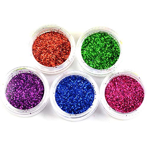 5 Farben Holographic Cosmetic Festival Puder Pailletten Craft Glitter für Kunst Gesicht Haar Körper Nagel Shake Karte… – Bild 3
