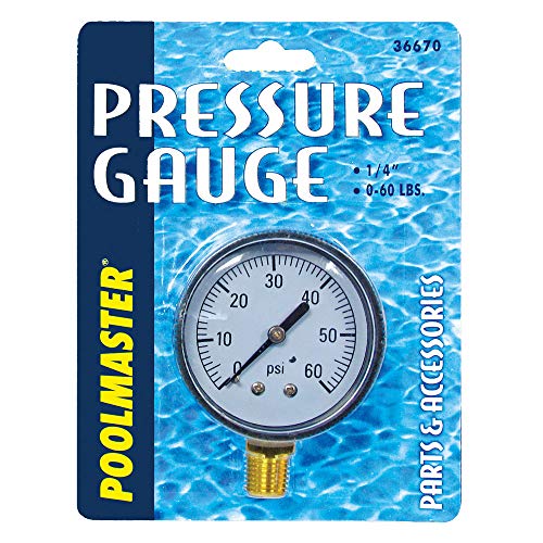 Poolmaster 36670 Pressure Gauge for Swimming Pool or Spa Filter, 1/4-Inch, Bottom Mounted Thread