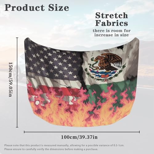 Image of Car Hood Cover All Weather Protection Automotive Exterior Accessories Universal Fit Hood Covers for Cars, Trucks, SUV, or Van Full Coverage with Elastic Band, USA and Mexico