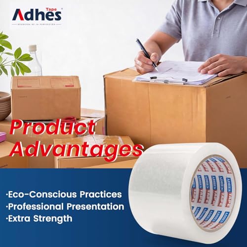 Image of ADHES Packaging Tape 2.7MIL Heavy Duty Packing Tape Mailing Tape,3 Rolls | 3 inch x 165 ft (55 Yards) Clear Shipping Tape, Ultra-Strong & Durable for Packaging, Moving, Mailing, and Sealing