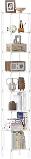 8-Tier Square Acrylic Bookshelf, Clear Tall Narrow Bookcase for Small Sp...