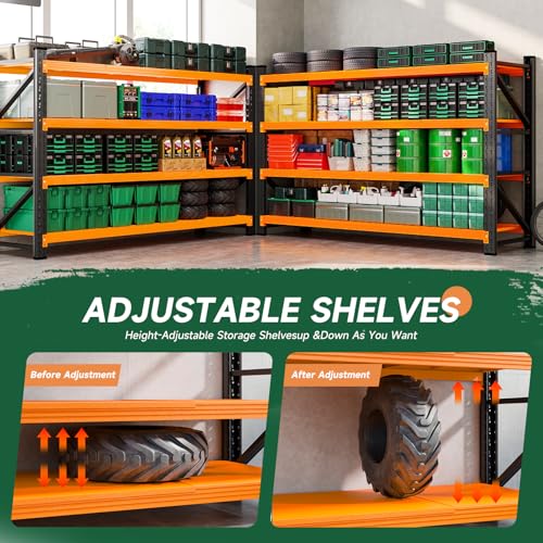 Image of Letaya 71.3 inch W Metal Storage Shelves,5000LBS Heavy Duty Garage Shelving Units, 4 Tier Adjustable Utility Rack Shelf,Large Industrial Shelves,for Shop,Warehouse,Basement (71.3 inch W x 24 inch D x 70 inch H)