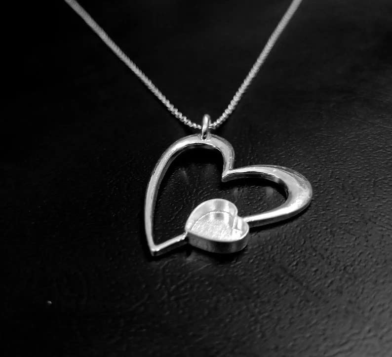 Miniatura 3 de Sterling Silver 925 Marked Heart Shape Pendant, 7MM Heart Bezel, Best For Resin, Milk, Memorial Keepsake Jewelry, Gift For Her, Heart Locket