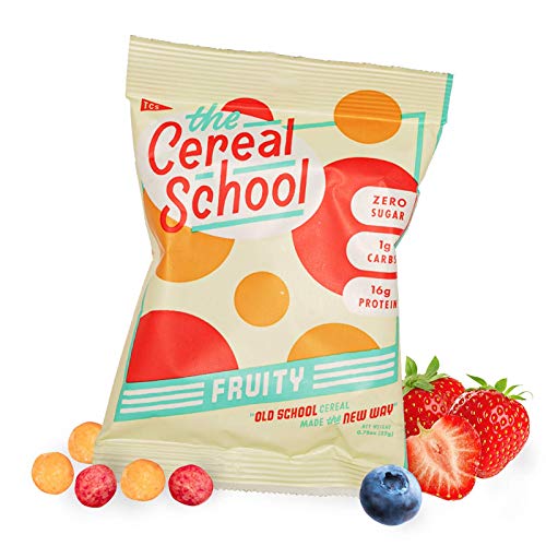 Schoolyard Snacks Low Carb Keto Cereal - Fruity - High Protein - All Natural - Gluten & Grain-Free - Healthy Breakfast - Low Calorie Food - 12 Pack Single Serve Bags - 100 Calories Snack