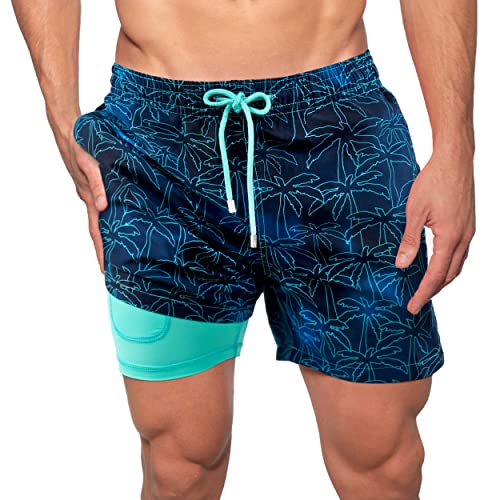 Capelle Miami Men's Luxury Swim Shorts- Foggy Palms