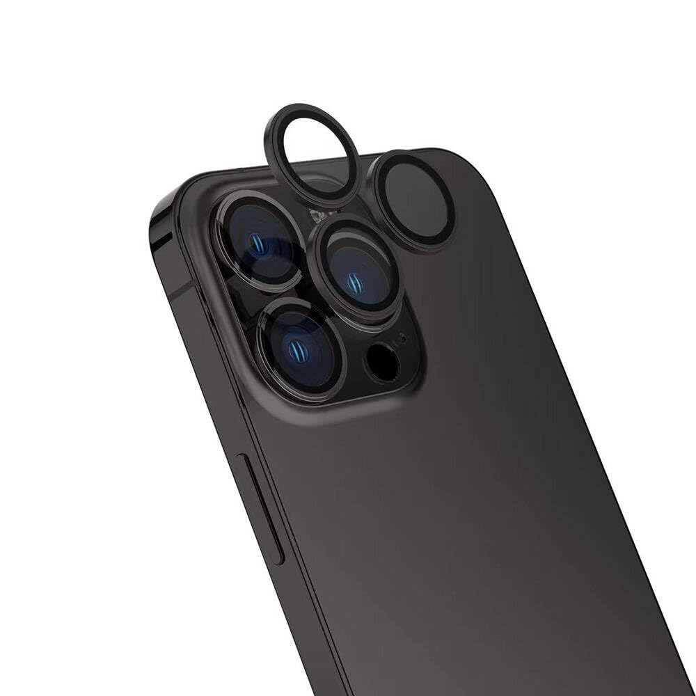 ZORE Apple İle Uyumlu iPhone 16 Pro iPhone 16 Pro Max CL-15 Parmak İzi Bırakmayan Anti-Reflective Kamera Lens Koruyucu Siyah