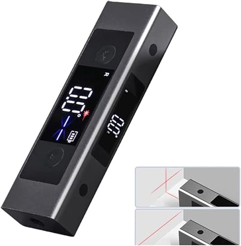Miniatura 5 de Inclinómetro digital de transportador, regla L de medición de ángulo, con marca de luz roja bidireccional, buscador de ángulo de pantalla doble,