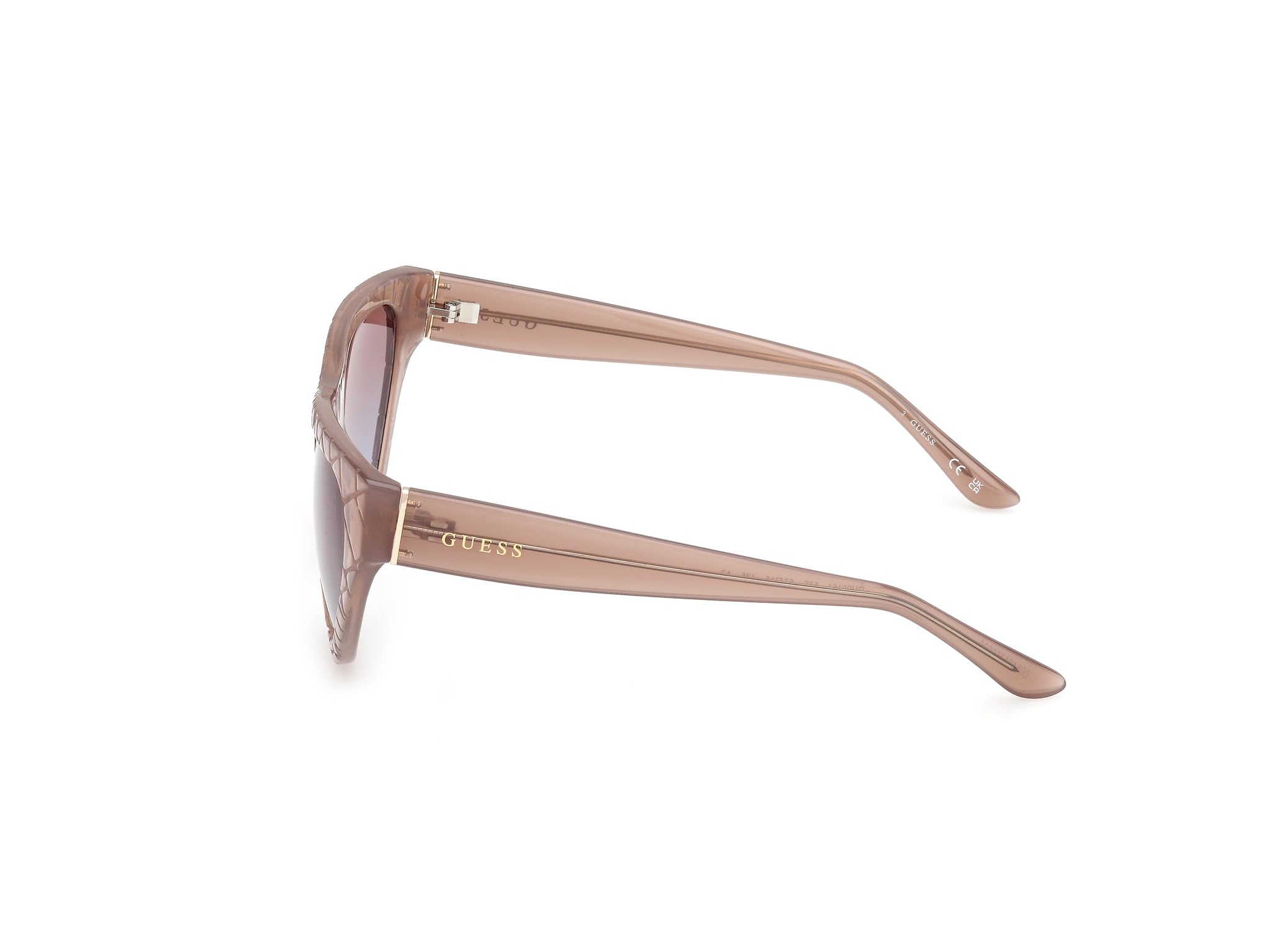 GUESS GU0015157F57 Occhiali da sole in plastica beige Cat Eye Full Rim donne protezione UV, Beige lucido, 57