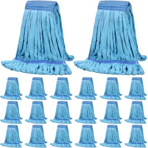 Image of Lallisa 20 Pcs Microfiber Commercial Mop Head Replacement Tube Industrial Looped End Mop Heads Refill for Floor Cleaning for Home Commercial Industrial Use (Large,Blue)