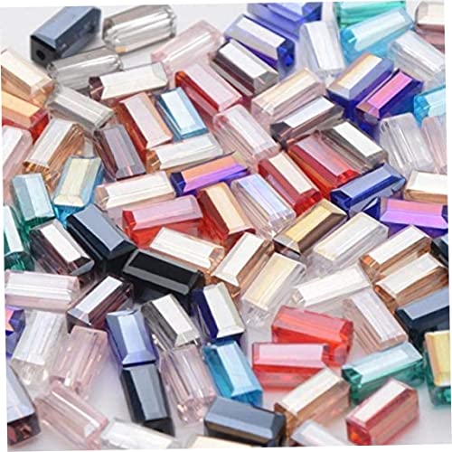 Calvas - Cuentas rectangulares de cristal austriaco para hacer joyas, 100 cuentas sueltas de cristal largas y cuadradas para hacer joyas, pulseras, bricolaje, (color: colores mixtos) 5 x 8 mm