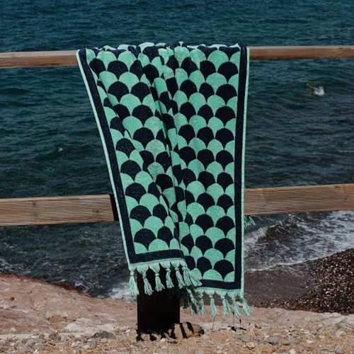 sea me at home 100% Turkish Cotton Bath, Beach, and Pool Towel with Unique Design - 31x62 Inches (Nautical Mint) by sea me at home - Used condition - Image 3