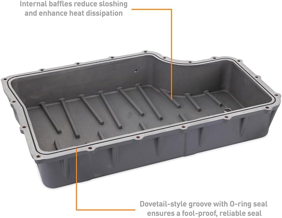 Mishimoto Aluminum Transmission Pan, Compatible with Ford 6.7L Powerstroke 2011-2019