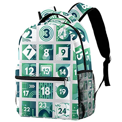 Sac à dos de voyage campus vert abstrait avec porte-bouteille
