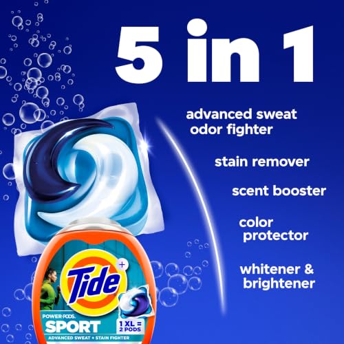 Image of Tide Power Pods Sport Laundry Detergent Pacs, 32 Count, Advanced Sweat + Stain Fighter