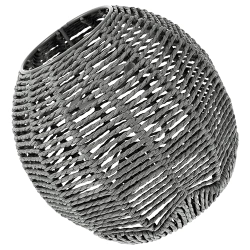 Beaupretty 編み込み麻ロープ製ペンダントランプシェード 丸型小 灰色 天井照明用 吊り下げシャンデリア灯カバー 和風レトロ ダイニング 居間