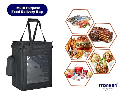 Image of FlavorFleet Food Delivery Bag | Thermal Insulation Bag | Ecommerce, Pizza and Ice Cream delivery Bag Size 18 inchX14 inch10 inch Inches (Black)