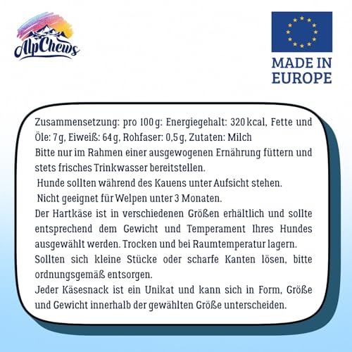 Alp Chews Hartkäse für Hunde – Extra Large 2 Stück – Natürlicher Kauknochen – Kaukäse zur Zahnpflege & Langen Kaudauer