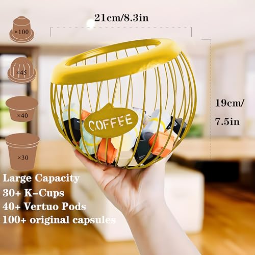 Coffee-Pod-Holder-for-Counter-Large-Capacity-Keurig-K-Cup-Organizer-Nespresso-Vertuo-Coffee-Station-Organizer-Metal-Coffee-Pods-Storage-Coffee-Bar-Accessories-and-Decor-Gold Coffee Pod Holder for Counter Large Capacity Keurig K Cup Organizer Nespresso Vertuo Coffee Station Organizer Metal Coffee Pods Storage Coffee Bar Accessories and Decor Gold