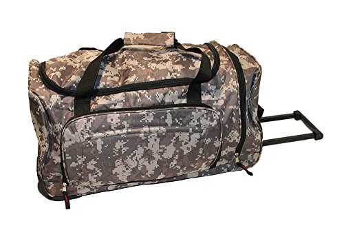 Guardian Survival Gear Camo Wheel Bag, Large Rolling Duffle with Multiple Pockets, 22.5 x 11.5 x 4 inches, Telescoping Handle