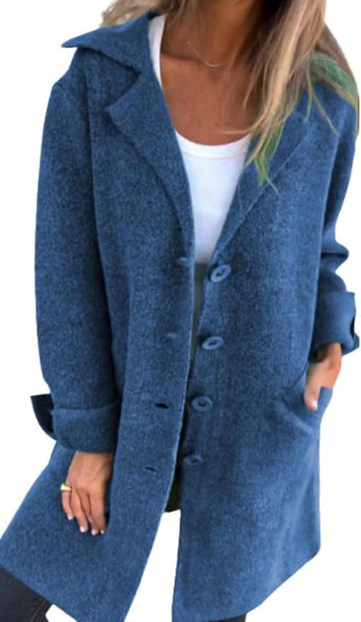 BIVENANT Women's Solid Color Cardigan Long Coats Casual Button Winter Jackets for Women Trench Coat with Pockets
