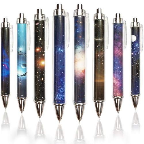 LSLSHY 8Pcs Galaxy Gel Ink Pens Set Funny Space Pens Cute Aesthetic Supplies Accessories Stationary for School Home Office Desk Planner Decor Space Party Favors Cool Birthday Gifts