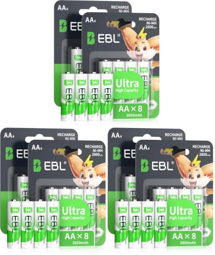 EBL 2800mAh Pilas Recargables 8pcs AA Ni-MH ProCyco con 1200 Tech Alta Capacidad (No es 1.5V) (Paquete de 3)