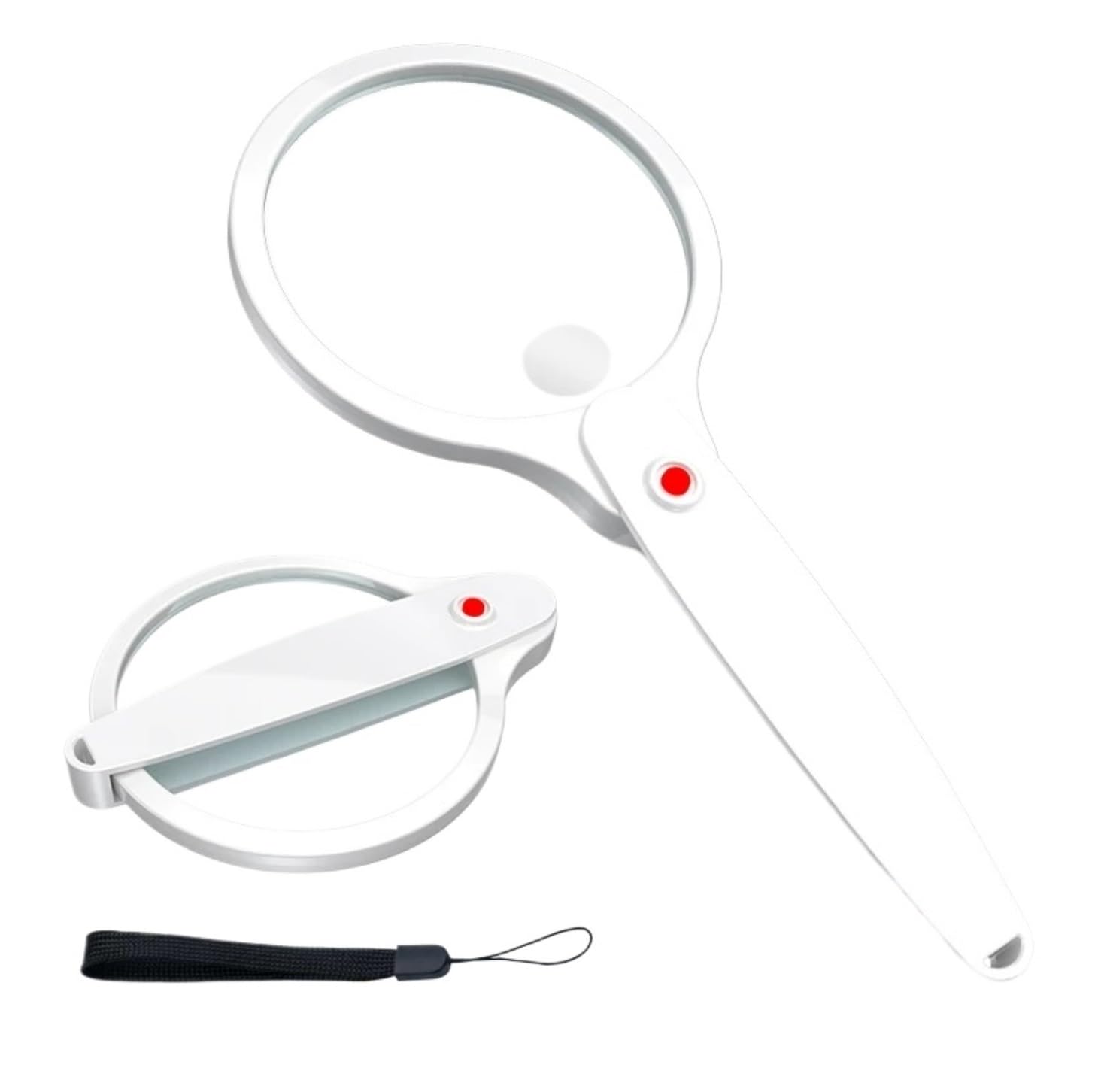 Magnifying Glass Handheld Pocket Magnifier Glass Folding For Seniors Reading Inspection 6X Reading Inspection(White)