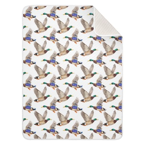 Image of Baby Swaddle Blanket for Boys Girls Soft Warm Stroller Throw Blanket for Newborn Infant Toddler 30X40in Watercolor Pattern Flying Duck