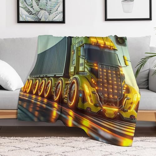 Couverture Légère Camion Impression 3D Idée Cadeau Plaid Flannel Lit Enfant - 3
