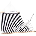 Lazy Daze Hammocks 12FT Quilted Fabric Hammock with Pillow, Double 2 Person Hammock with Spreader Bar for Outdoor Outside Patio Garden Yard Pool Beach