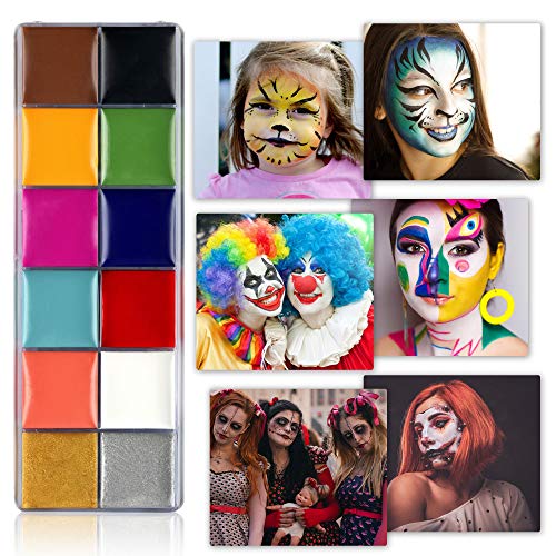 Fanicea Face Body Paint Oil 24 Colors Professional Sfx Makeup Kit Hypoallergenic Non-Toxic Face Painting Palette With 10 Purple Brushes For Halloween Cosplay Art Party #TOP1