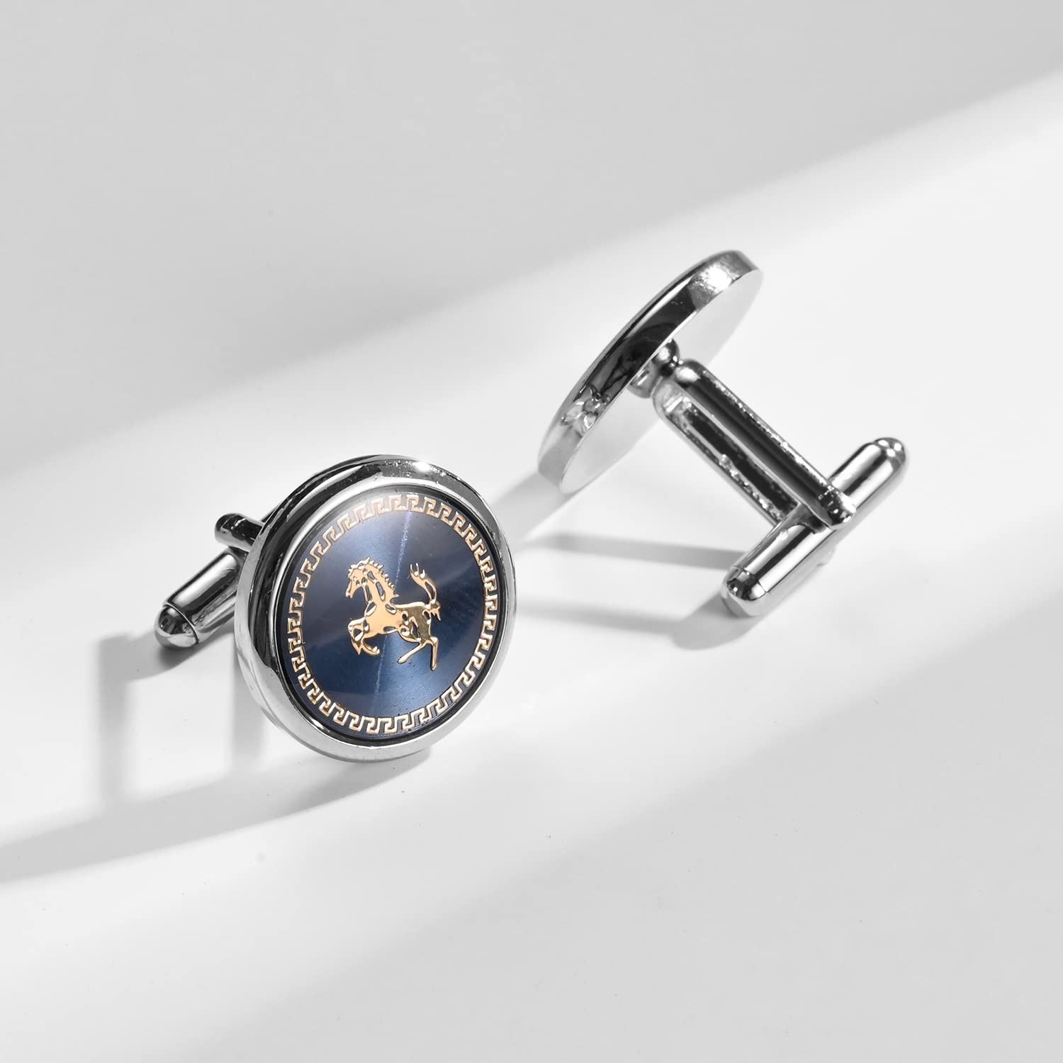 Boutons de manchette en argent pour homme - Cadeau de fête des pères - Cadeau de mariage - 24 PC Golden, Burgundy, Navy Blue, Laiton