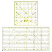 QWORK® 2 Stück Patchwork Lineal, 15x15 cm & 15x30 cm Quilten Lineal mit Skala, Universal Schneider Lineal für Präzises Nähen