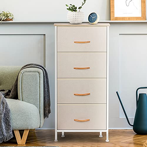 COSYLAND Commode smalle kast met 4 laden van stof opbergtoren, stabiel meubilair voor slaapkamer badkamer… - Image 4