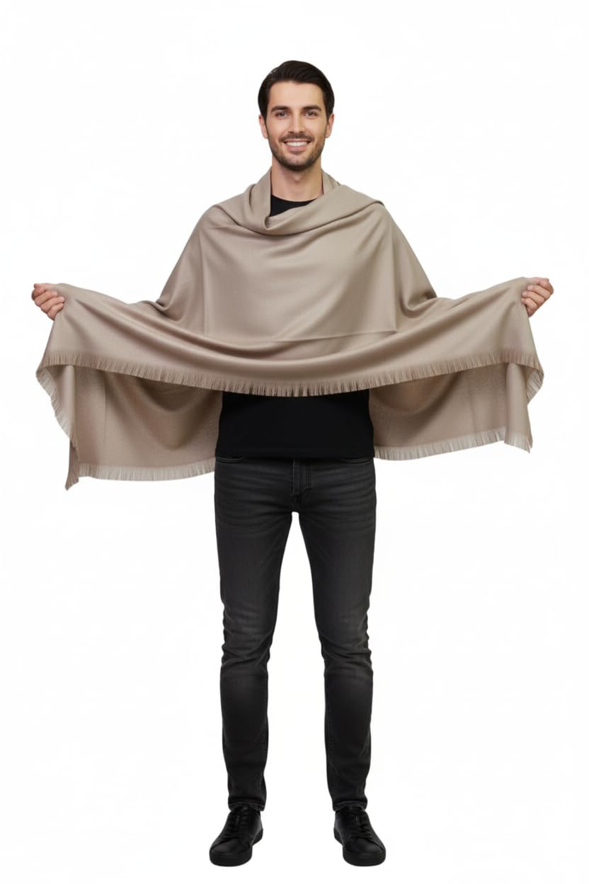 KAVIM Grey Wool Solid Men's Shawl KA-SWL-50-picture-17