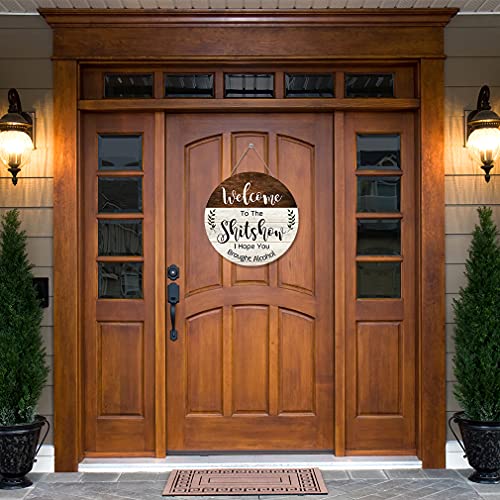 CHDITB Welcome to the Shitshow Wood Door Sign, Alcohol Shitshow Rustic Wall Door Hanging Sign(12”x12”), Funny Welcome Wall Hanging Sign Plaque for Front Door Entryway Porch Bar Pub Farewell Party by CHDITB - Image 4