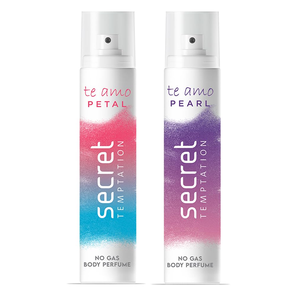 Secret Temptation Te Amo Petal and Pearl No Gas Perfume Body Spray for Women, Pack of 2 (120ml each)