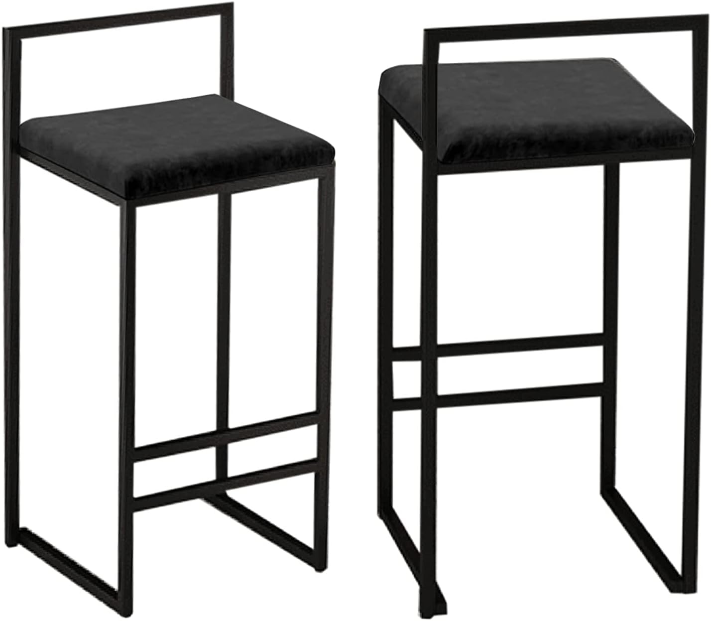 AYCDL Velvet Upholstered Counter Height Barstools with Back and Footrest 25.5 Inch Grey Seat Height: 65cm,Black-Seat Height: 65cm
