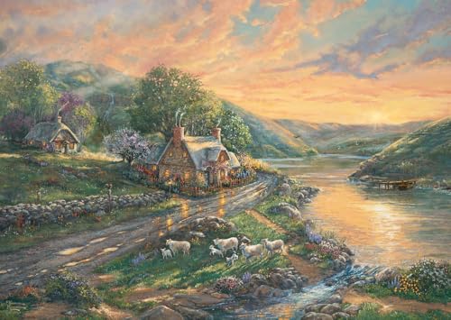 Schmidt Spiele 59774 Puzzle de 1000 pièces Motif Aube dans la vallée de l'émeraude, Thomas Kinkade, Multicolore