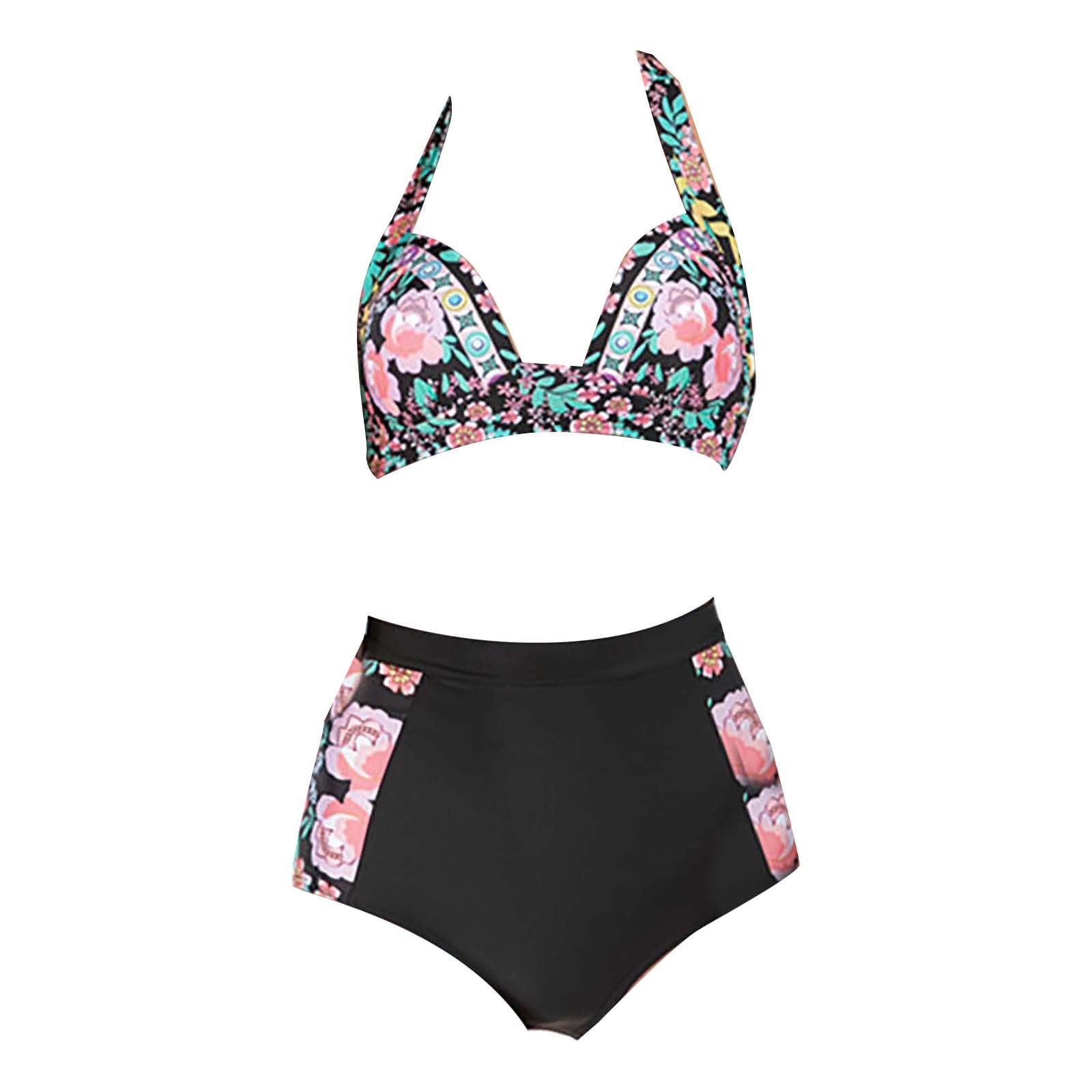 Dinglong bañador Talla Grande Mujer 2024 Nuevo Traje de baño Sexy de Cintura Alta Europeo y Americano Bikini con Estampado Dividido Femenino bañador Talla Grande Mujer