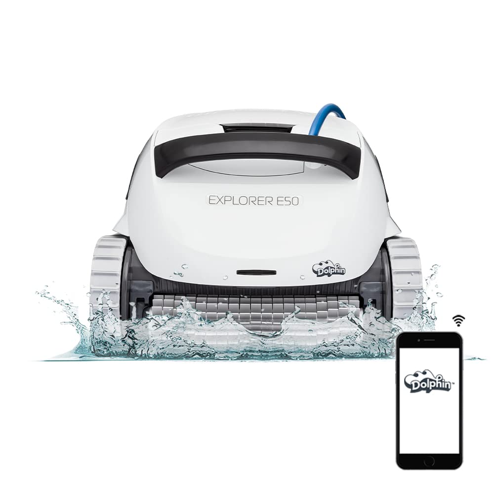 Dolphin (2025 Model) Explorer E50 Wi-Fi Automatic Robotic Pool Vacuum Cleaner, Waterline Scrubber Brush, Ideal for All Pool Up to 50 Feet in Length
