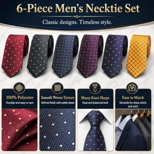 Image of WeiShang Neckties for Men, Classic Formal Tie