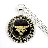 Material: vidrio Minyose 12 constelación Escorpio Sagitario Capricornio Acuario Colgante Collar de Bronce Antiguo cúpula de Cristal joyería del Zodiaco para Regalo