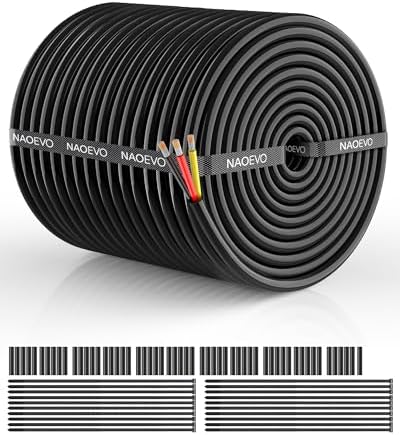 NAOEVO 14 Gauge Wire 3 Conductor, 14 Gauge Automotive Wire 12V Cable, 200FT