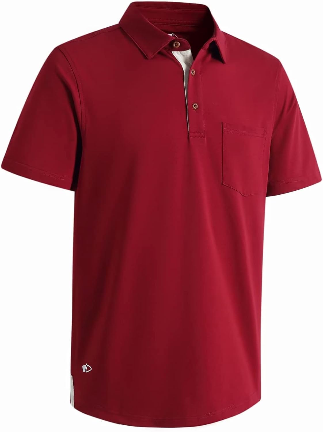 Mens Long and Short Sleeve Polo Shirts Pocket Casual Solid Cotton Blend Drop Cut Collared Polo Shirts for Men Short Sleeve Small Burgundy