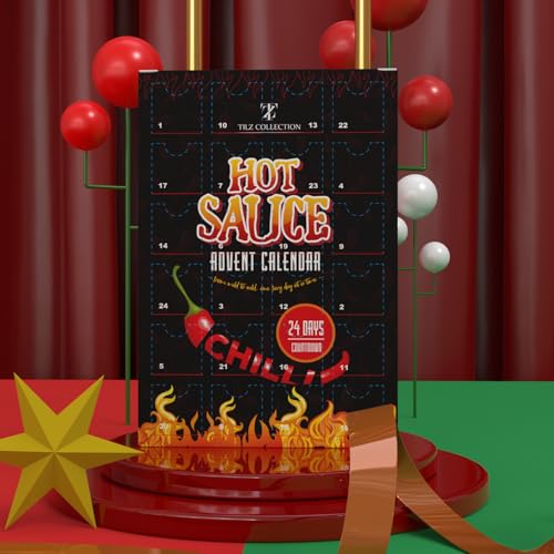 Hot Sauce Adventskalender 2025 – 24 Tage, Adventskalender 2025 für Männer, Schokoladenfreier für Frauen, Chilli Challenge Hot Sauce (Schwarz)